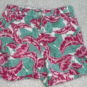Caribbean Joe Pink & Green Tropical Leaf Shorts